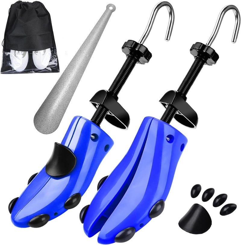 eachway Shoe Stretcher Shoe Trees,Adjustable Length & Width for Men and Women (M(for M's Us6.5-10; Wm's Us10-13.5) Blue) - Image 1